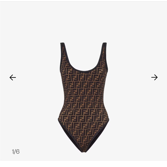Fendi Black and Brown Monogram One-Piece Swimsuit - Picture 1 of 8